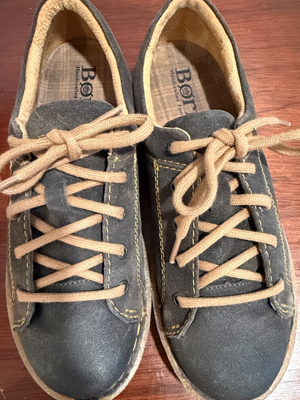 Born Hancrafted Lace Up Brownish Gray Suede Leather Sneakers
